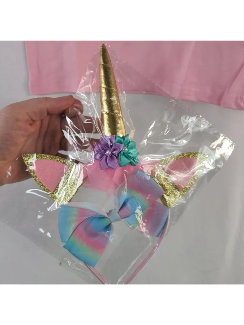 Unicorn 4th Birthday Outfit Set Pink Shirt Tutu Birthday Sash & Unicorn Headband - Picture 5 of 10